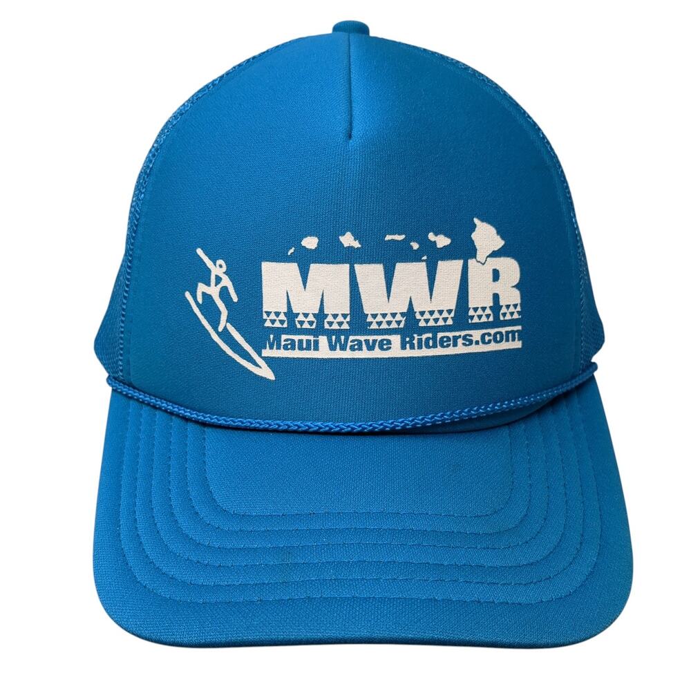 MWR Maui Wave Riders Snapback Rope Trucker Hat Blue One Size Otto